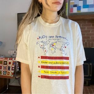 Vintage 90s Kids Are Special in any Language World Single Stitch Tee Ove…